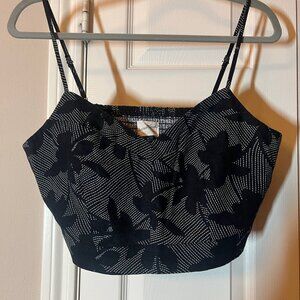 NWT Women's Universal Thread Black Printed Crop/Cami Top - Medium